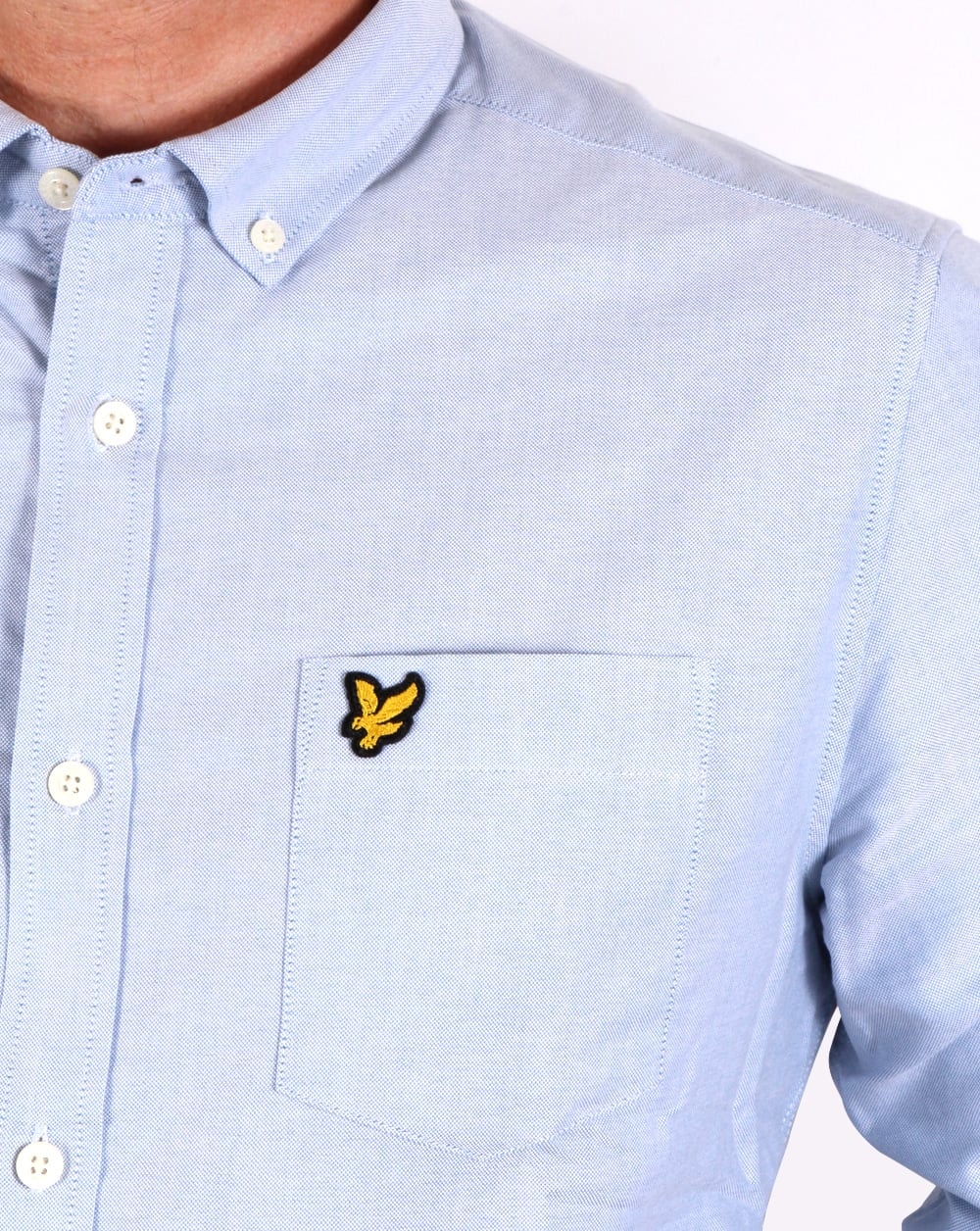 Lyle And Scott Oxford Long Sleeve Shirt Sky Blue - Image 2