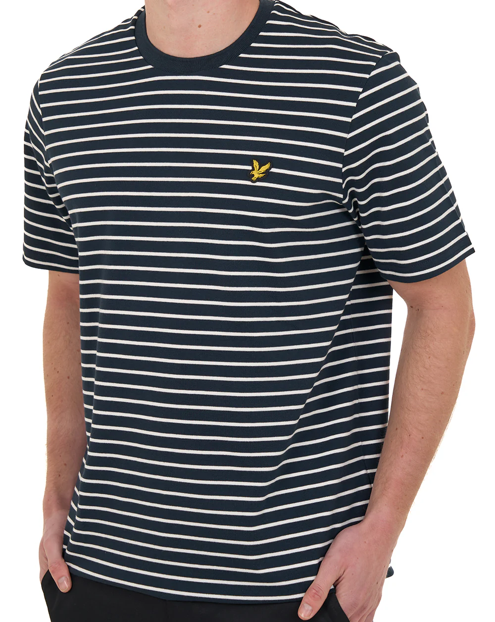Lyle And Scott Pique Breton T Shirt Dark Navy/White - Image 2