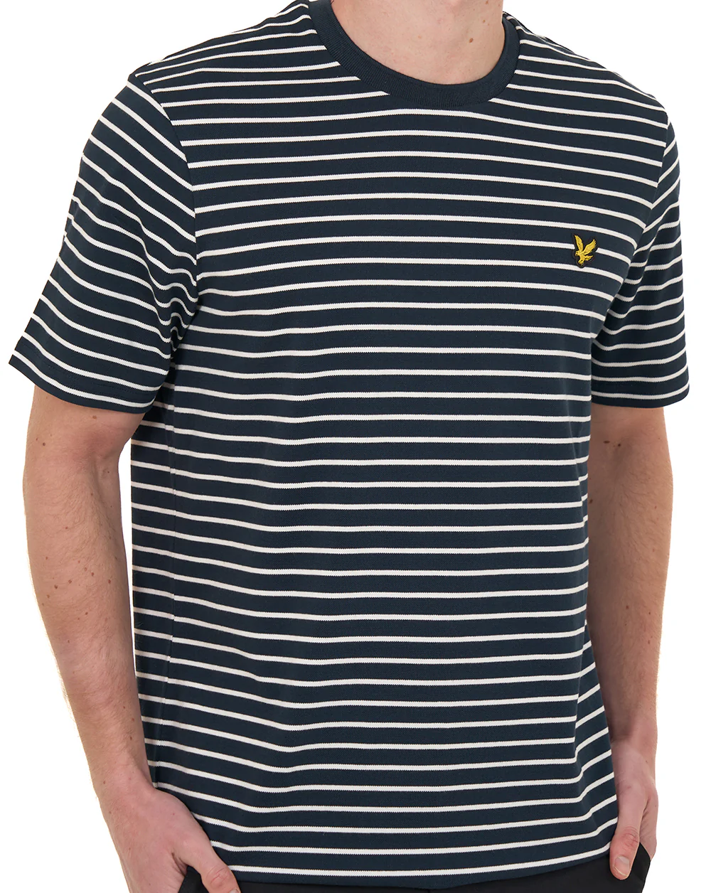 Lyle And Scott Pique Breton T Shirt Dark Navy/White - Image 3