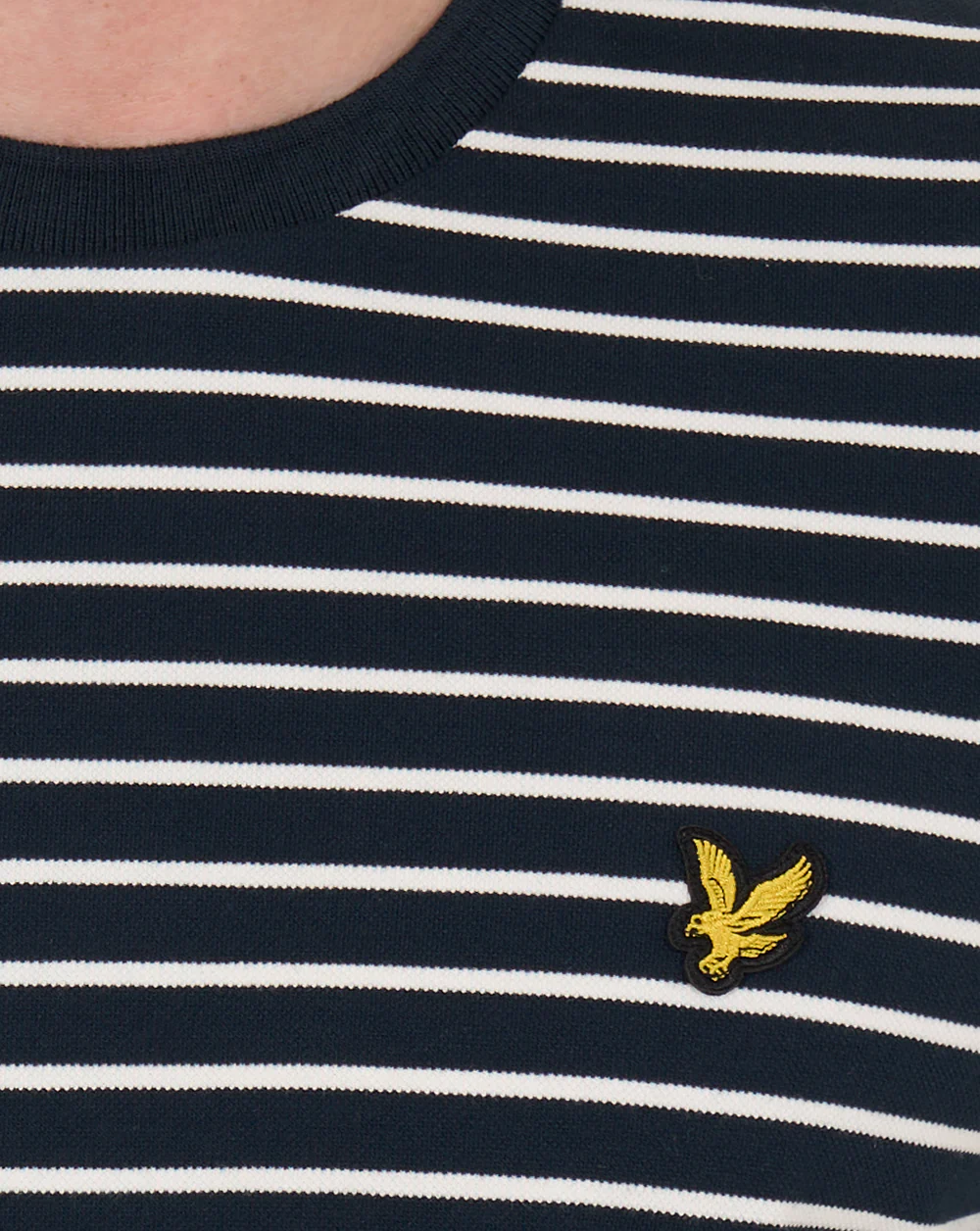 Lyle And Scott Pique Breton T Shirt Dark Navy/White - Image 4