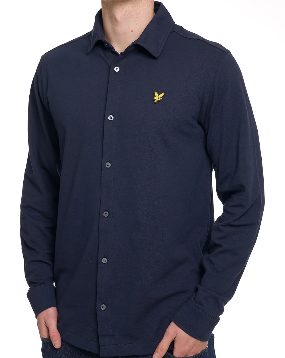 Lyle And Scott Pique Jersey Shirt Dark Navy - Image 2