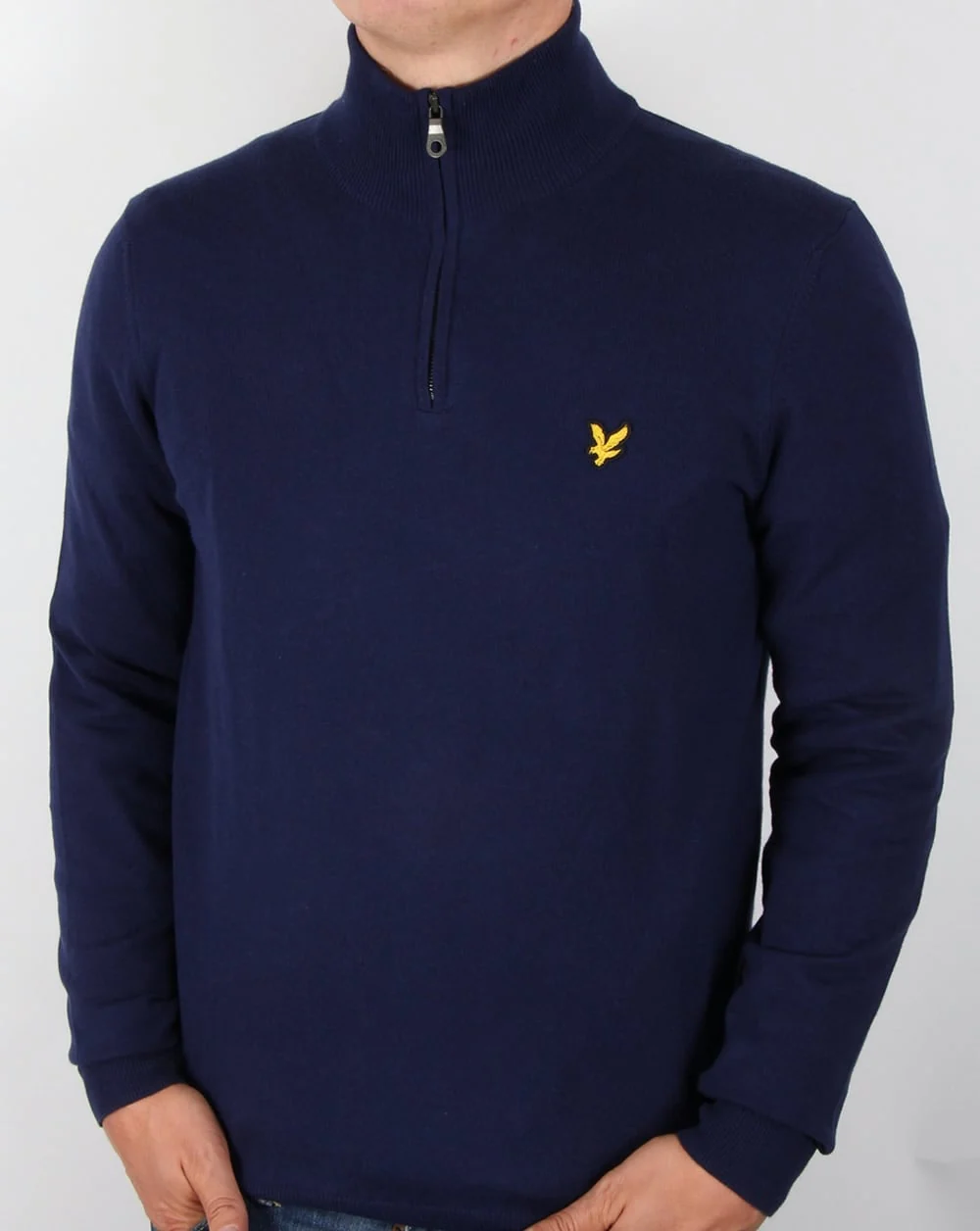 Lyle And Scott Quarter Zip Cotton Merino Jumper Navy - Image 2