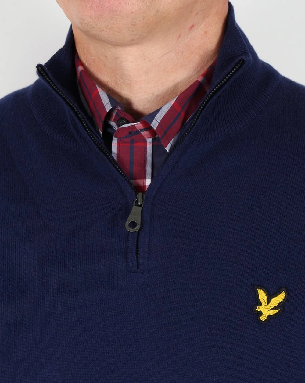 Lyle And Scott Quarter Zip Cotton Merino Jumper Navy - Image 4