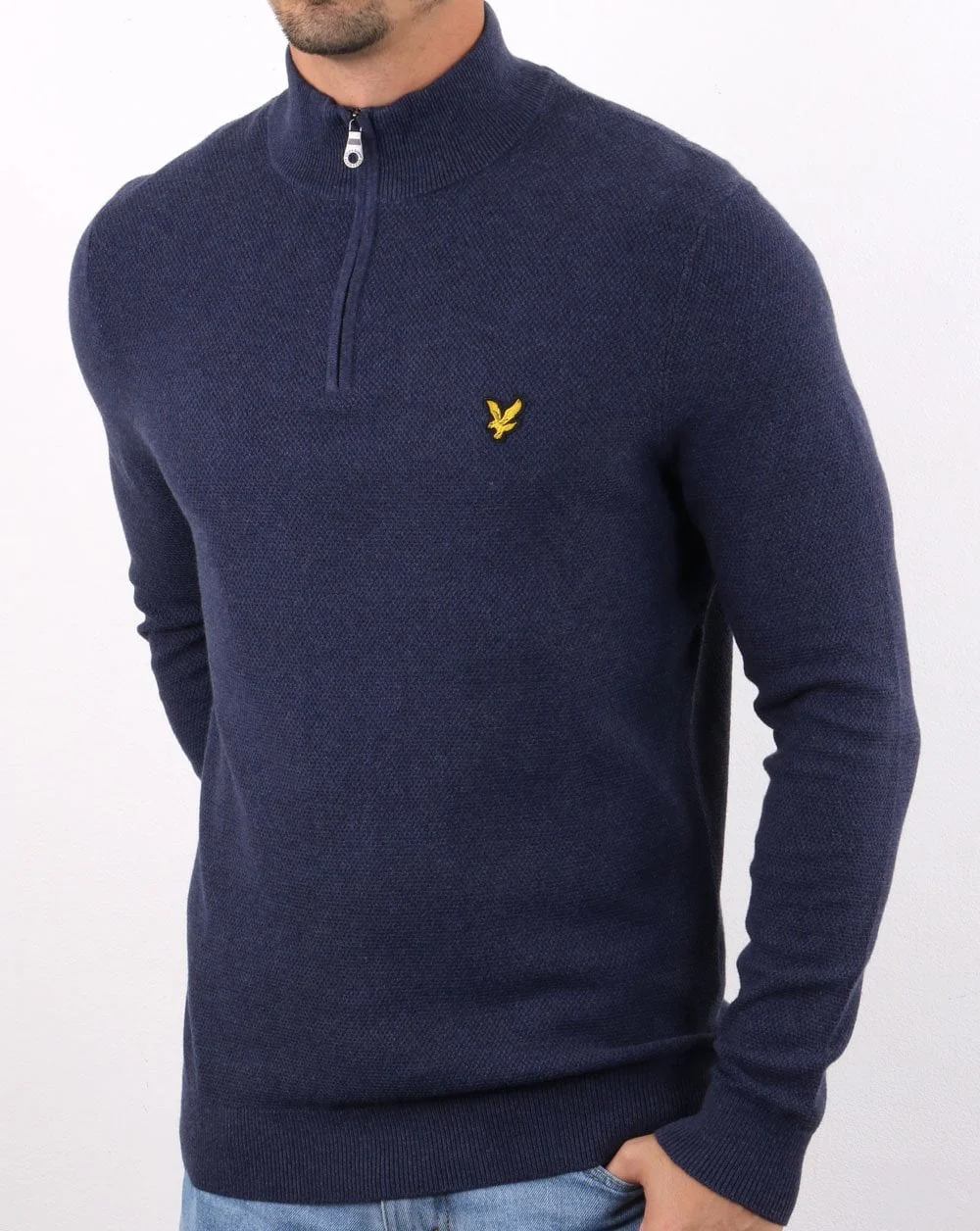 Lyle And Scott Quarter Zip Jumper Dark Navy - Image 3