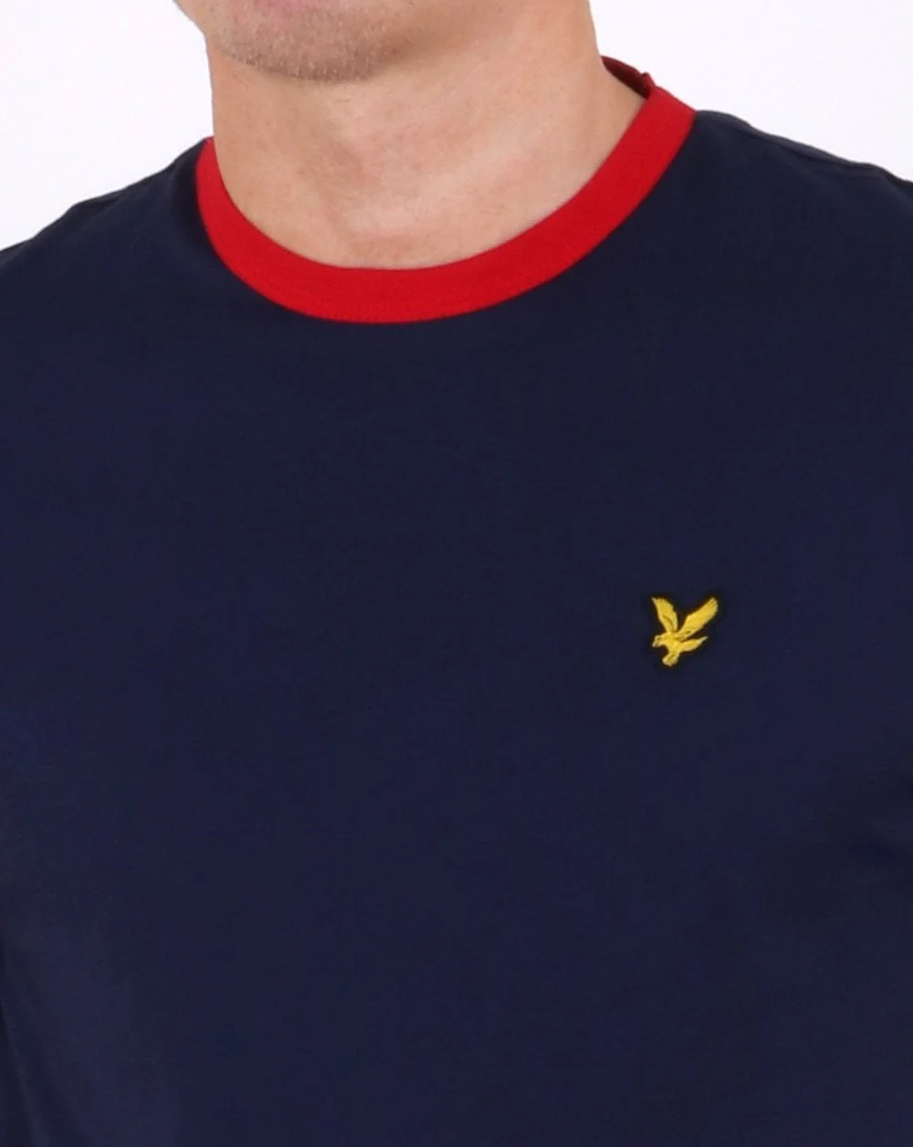Lyle And Scott Ringer T Shirt Navy/dark Red - Image 3