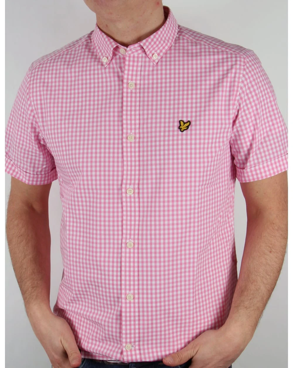 Lyle And Scott Short Sleeve Gingham Check Shirt Summer Pink