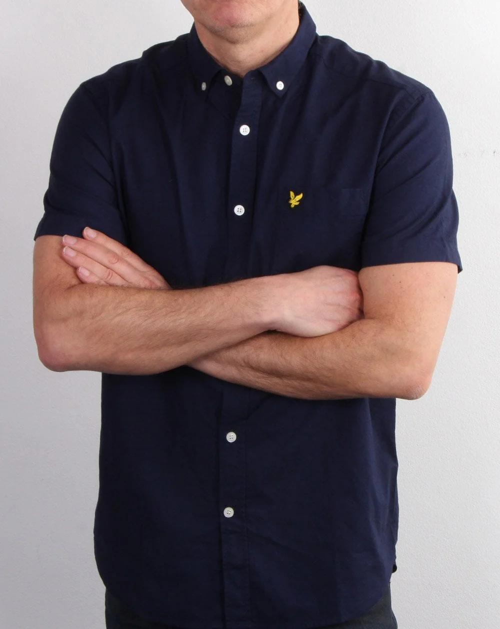 Lyle And Scott Short Sleeve Oxford Shirt Navy - Image 3