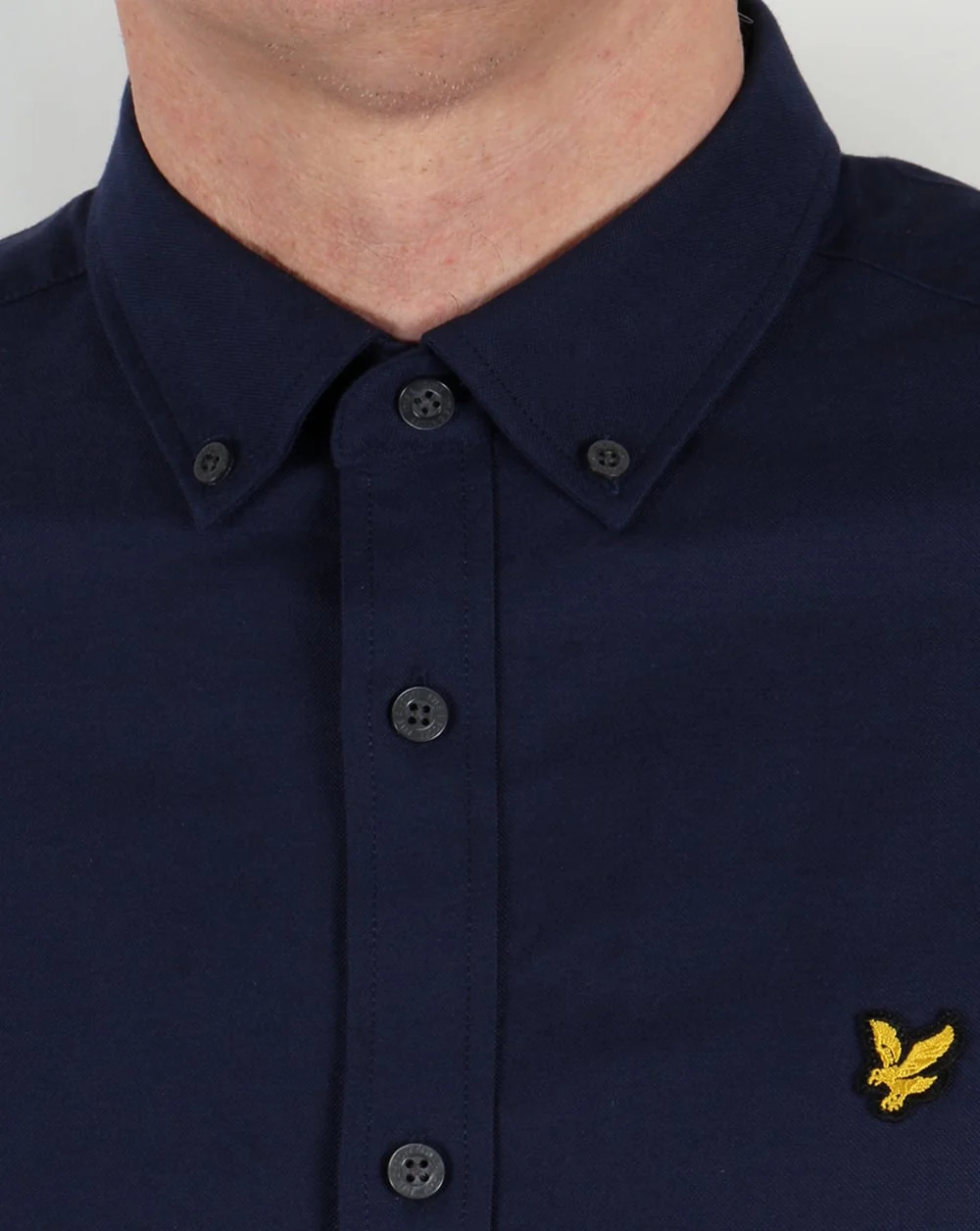 Lyle And Scott Short Sleeve Oxford Shirt Navy Button - Image 2
