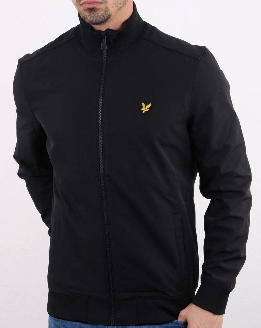 Lyle And Scott Softshell Funnel Neck Zip Through Sweatshirt True Black - Image 2