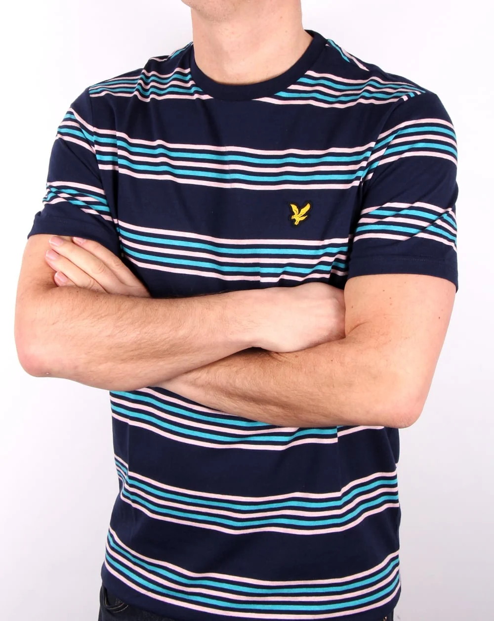 Lyle And Scott Stripe T Shirt Navy - Image 3