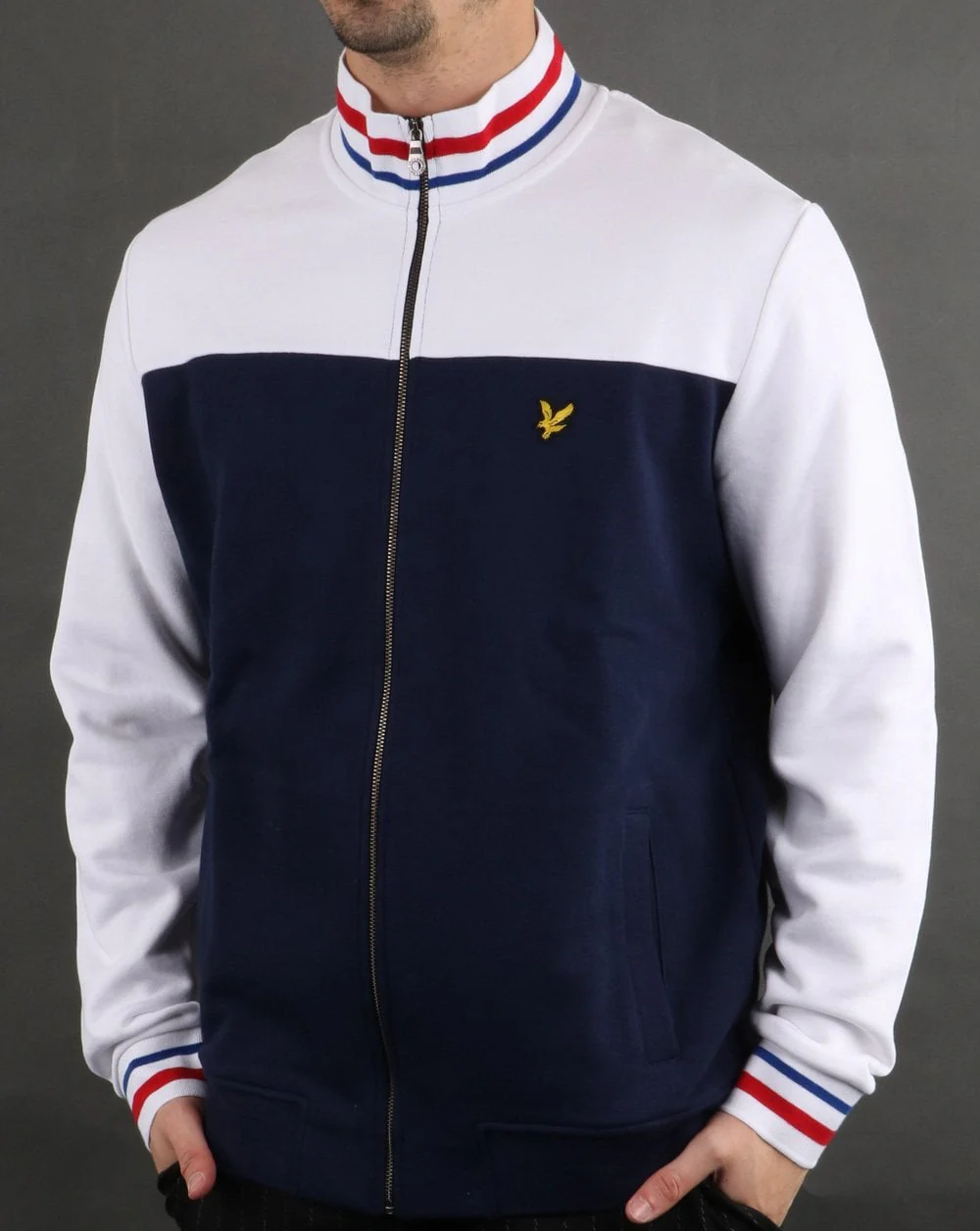 Lyle And Scott Tipped Funnel Neck Navy