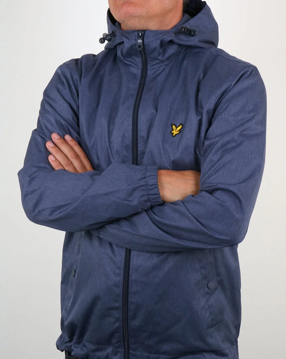 Lyle And Scott Zip Through Hooded Jacket Ink Blue Marl