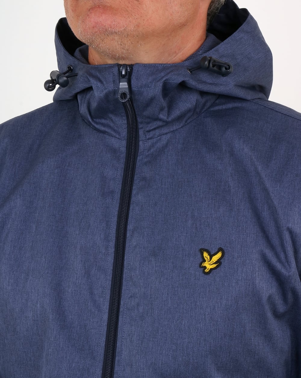 Lyle And Scott Zip Through Hooded Jacket Ink Blue Marl - Image 3