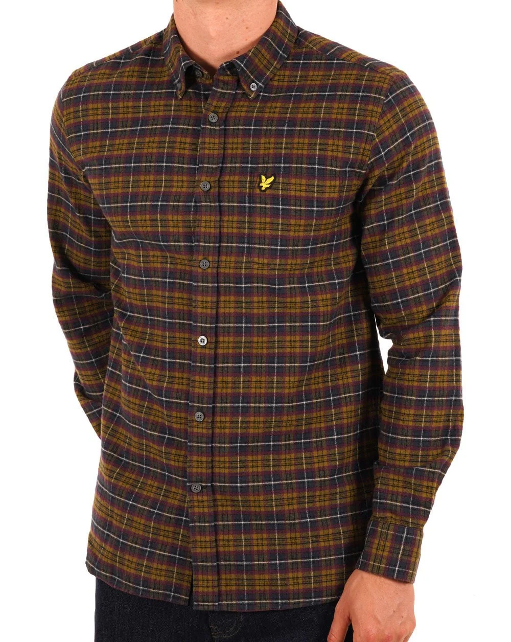 Lyle & Scott Check Flannel Shirt Glenshee Plum - Image 3