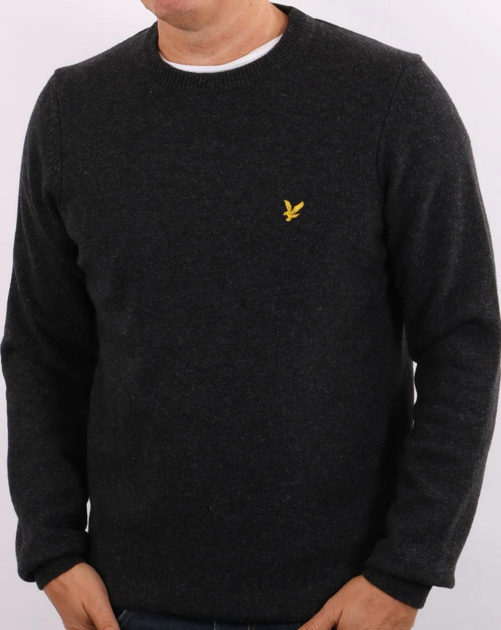 Lyle & Scott Crew Neck Lambswool Blend Jumper Charcoal Marl