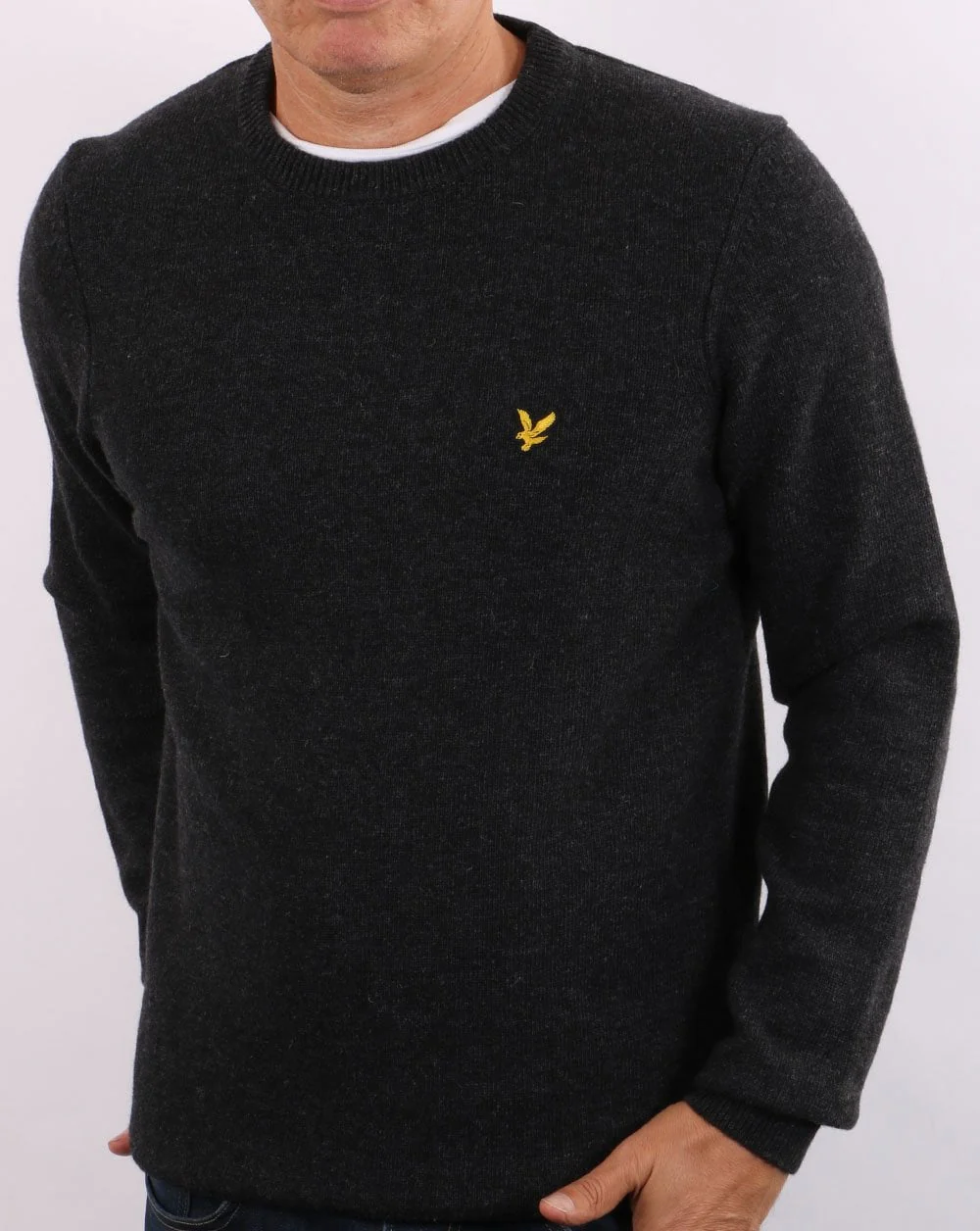 Lyle & Scott Crew Neck Lambswool Blend Jumper Charcoal Marl - Image 4