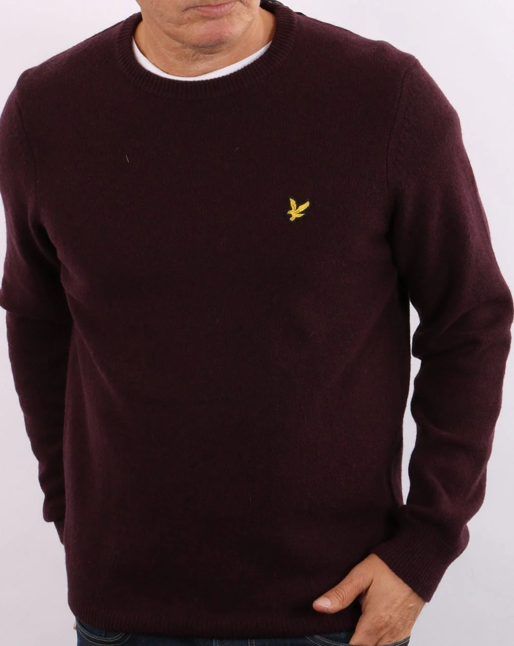 Lyle & Scott Crew Neck Lambswool Knit Burgundy - Image 3