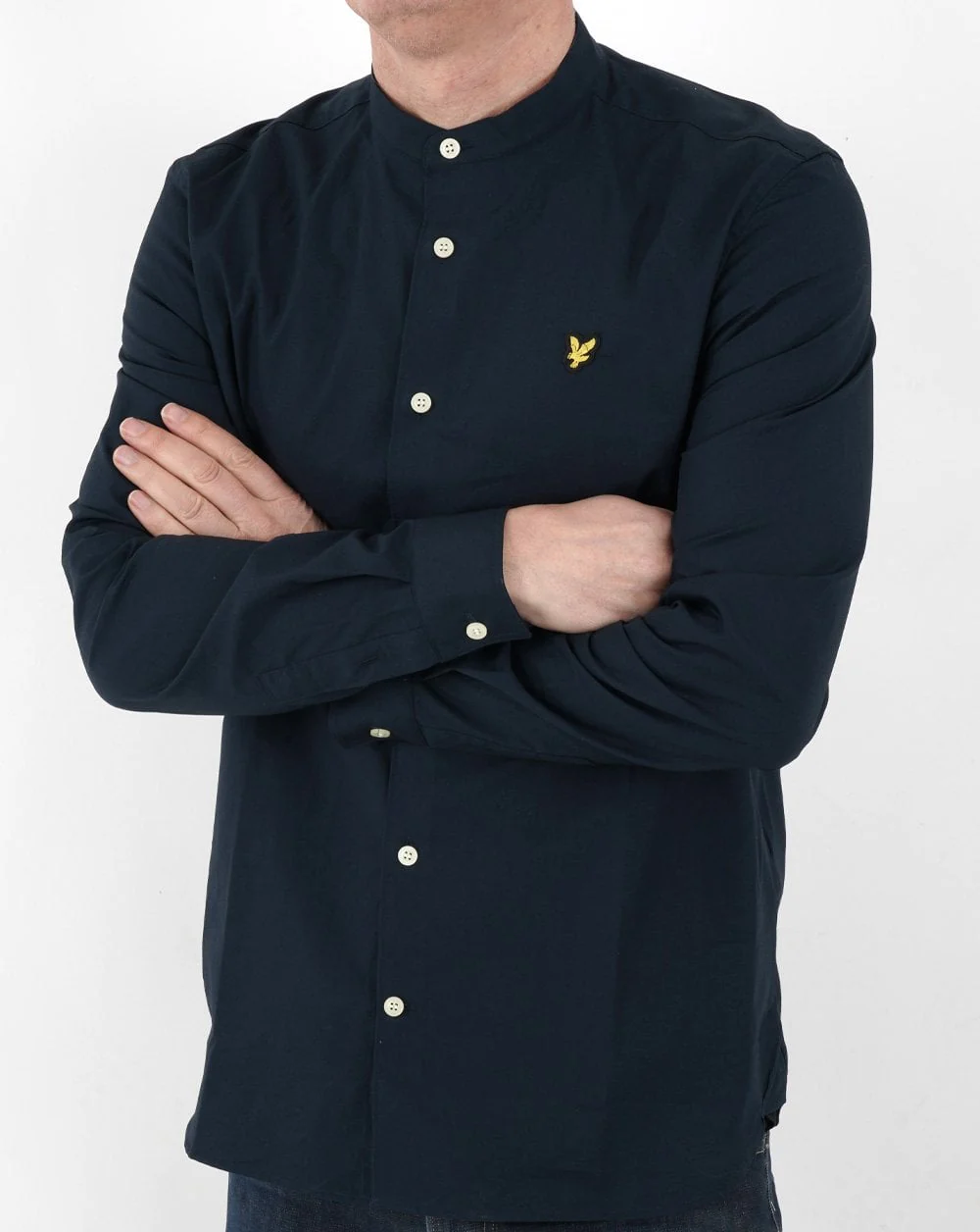 Lyle & Scott Grandad Collar Shirt Navy - Image 2