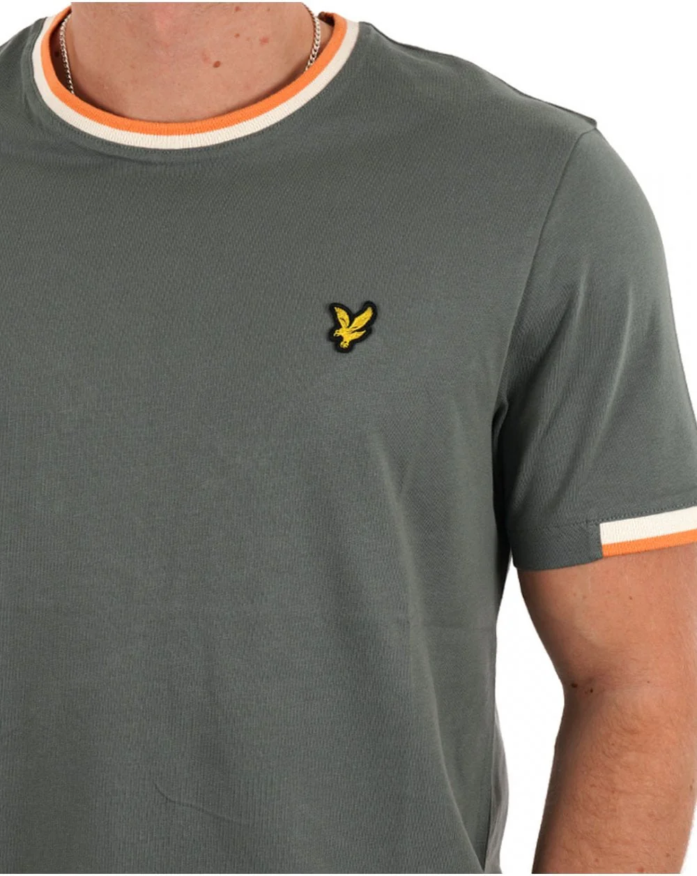 Lyle & Scott Half Tipped T Shirt Green Mercurial - Image 2