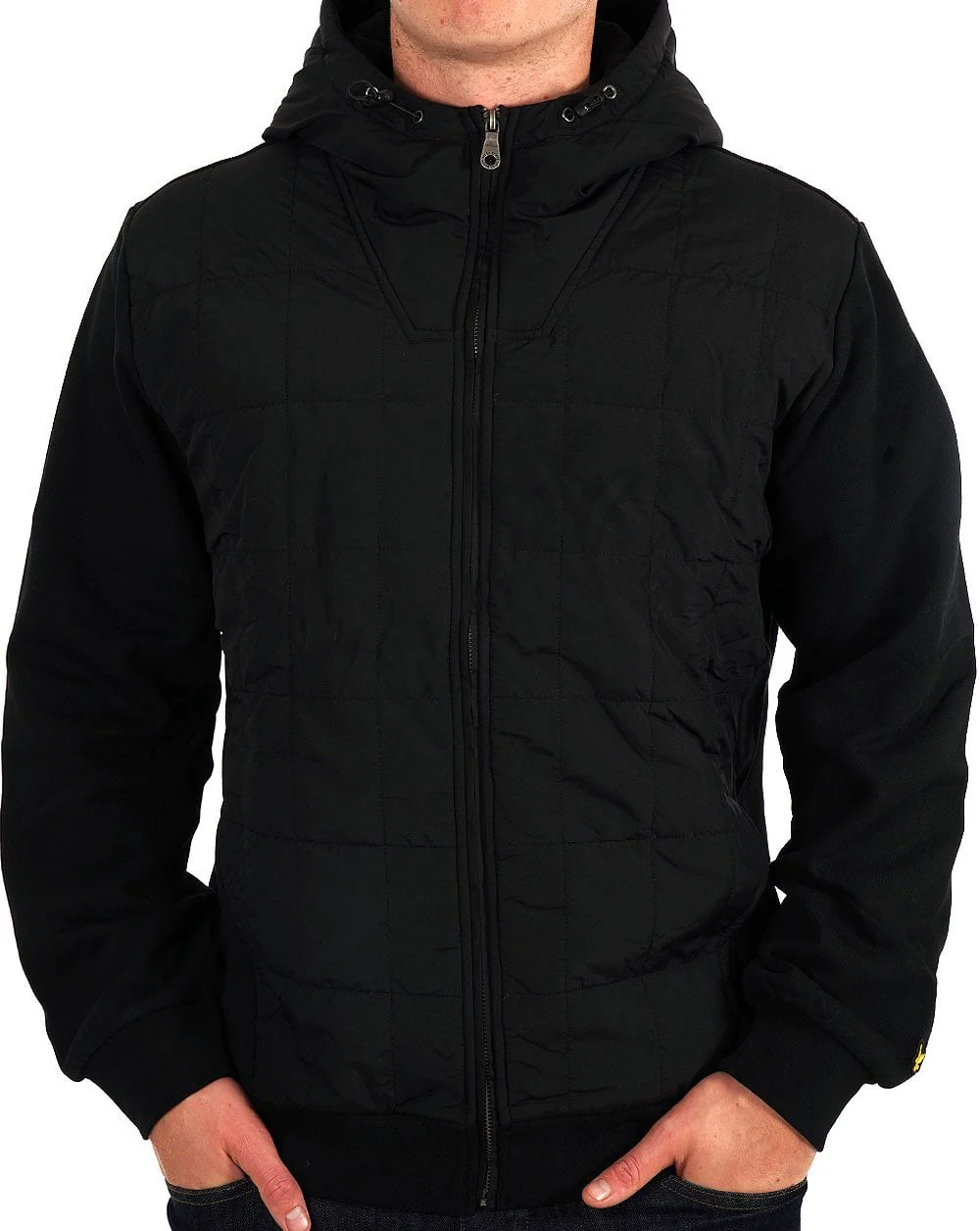 Lyle & Scott Hybrid Quilted Zip Thru Hoodie Black