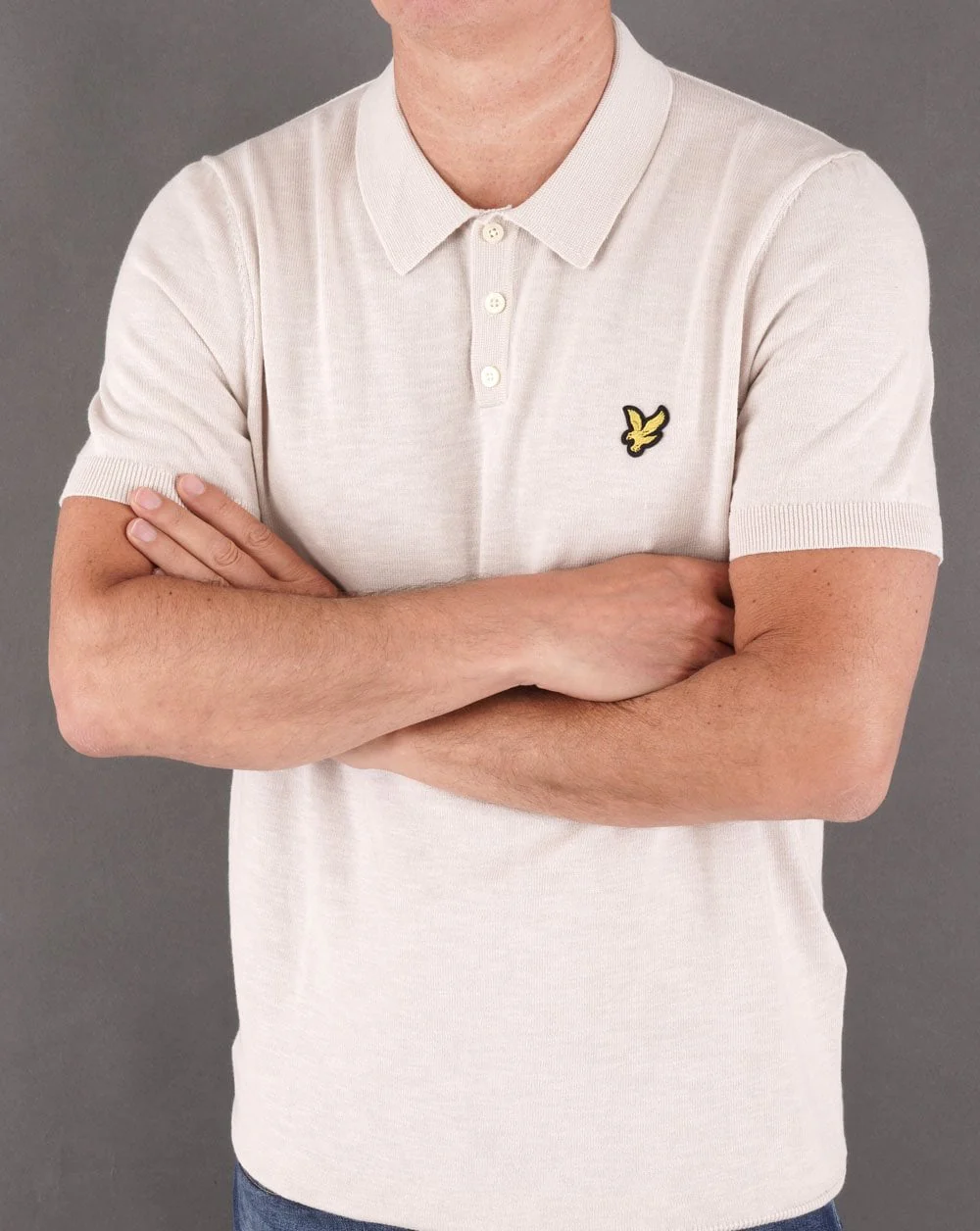 Lyle & Scott Knitted Polo Shirt Light Mist - Image 3