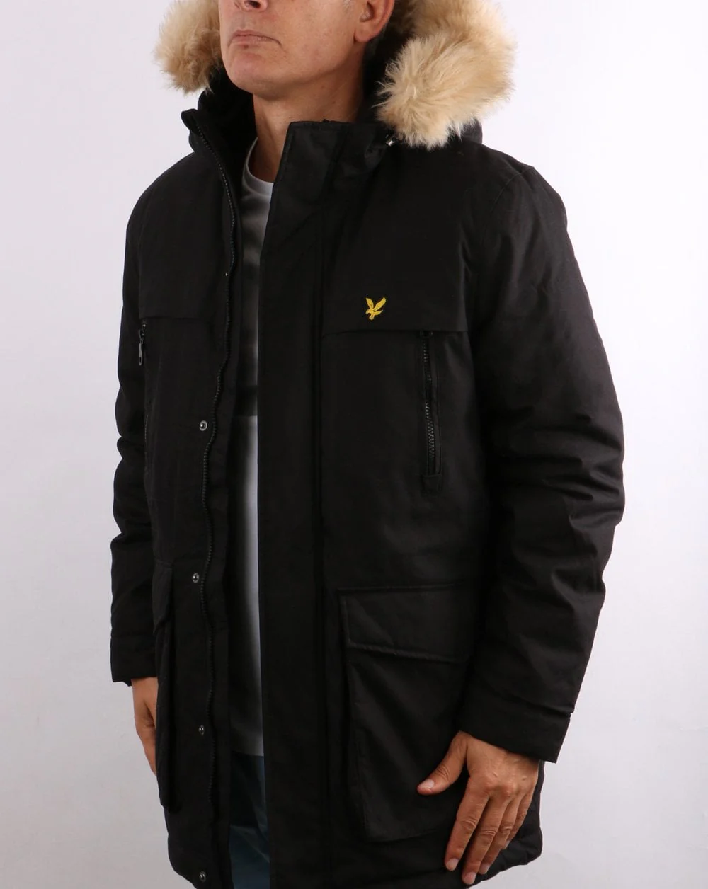 Lyle & Scott Micro Fleece Lined Parka Jet Black - Image 4