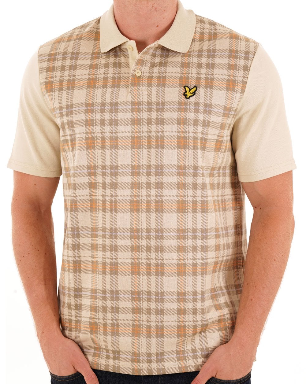 Lyle & Scott Spring Tartan Polo Shirt Sand - Image 3