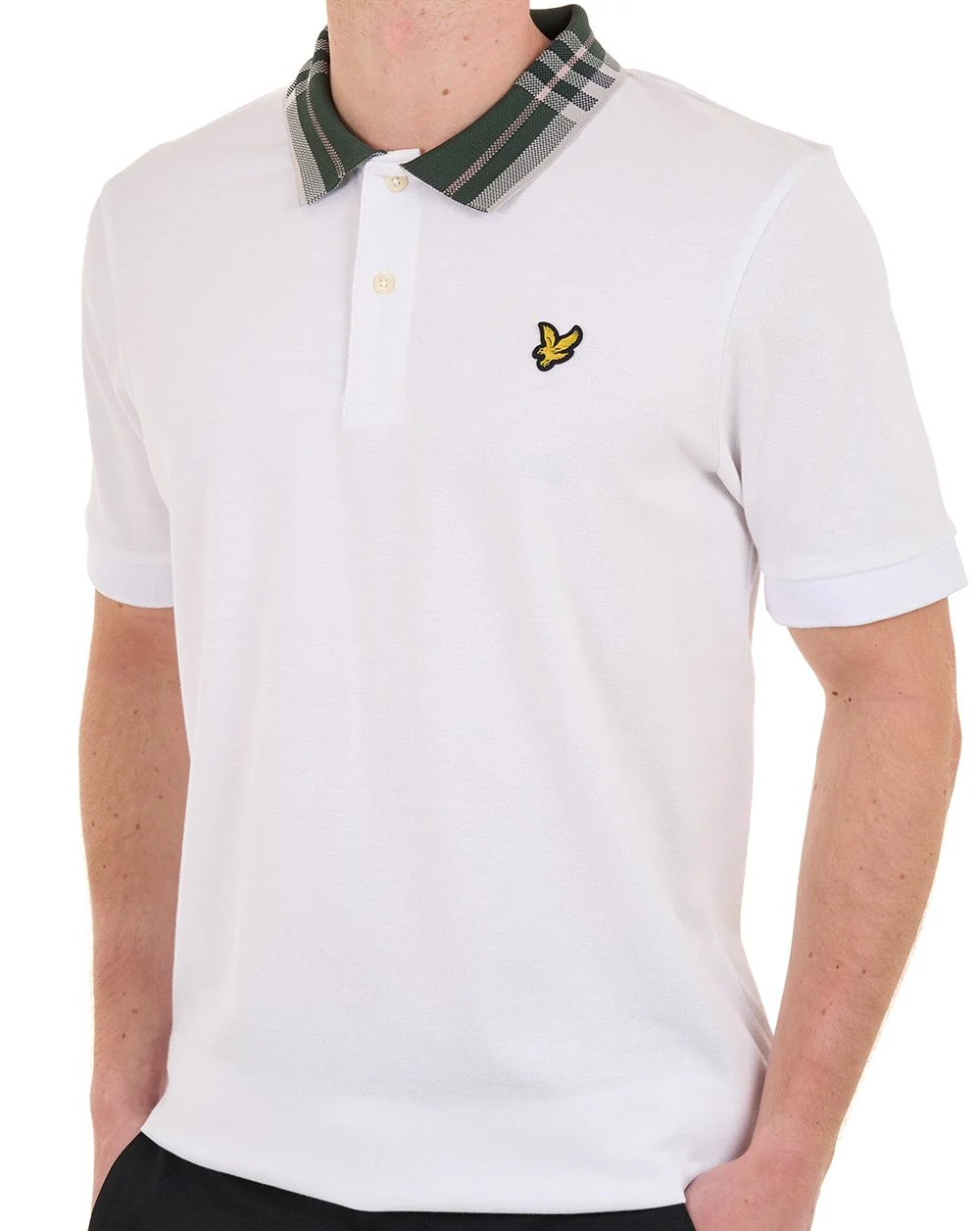 Lyle & Scott Tartan Collar Polo Shirt White - Image 2