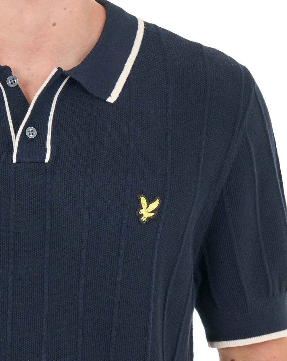 Lyle & Scott Tipped Pique Knitted Polo Dark Navy - Image 5