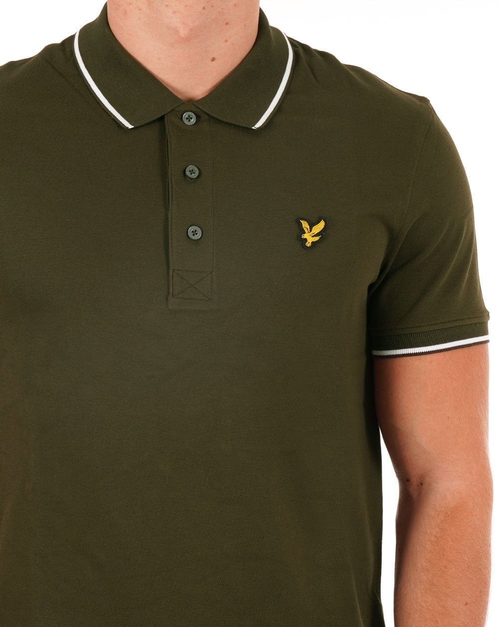 Lyle & Scott Tipped Polo Shirt Olive/White - Image 2