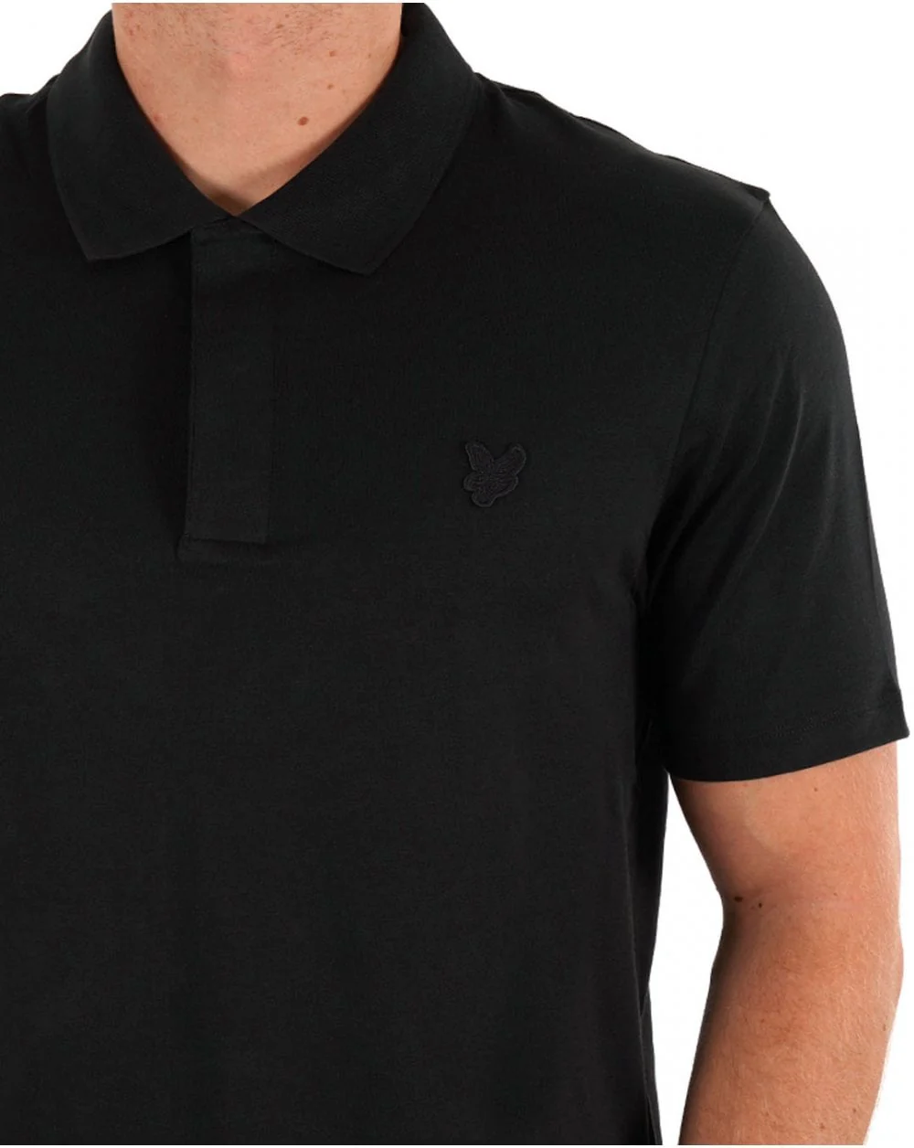 Lyle & Scott Tonal Eagle fine Cotton Polo Black - Image 2