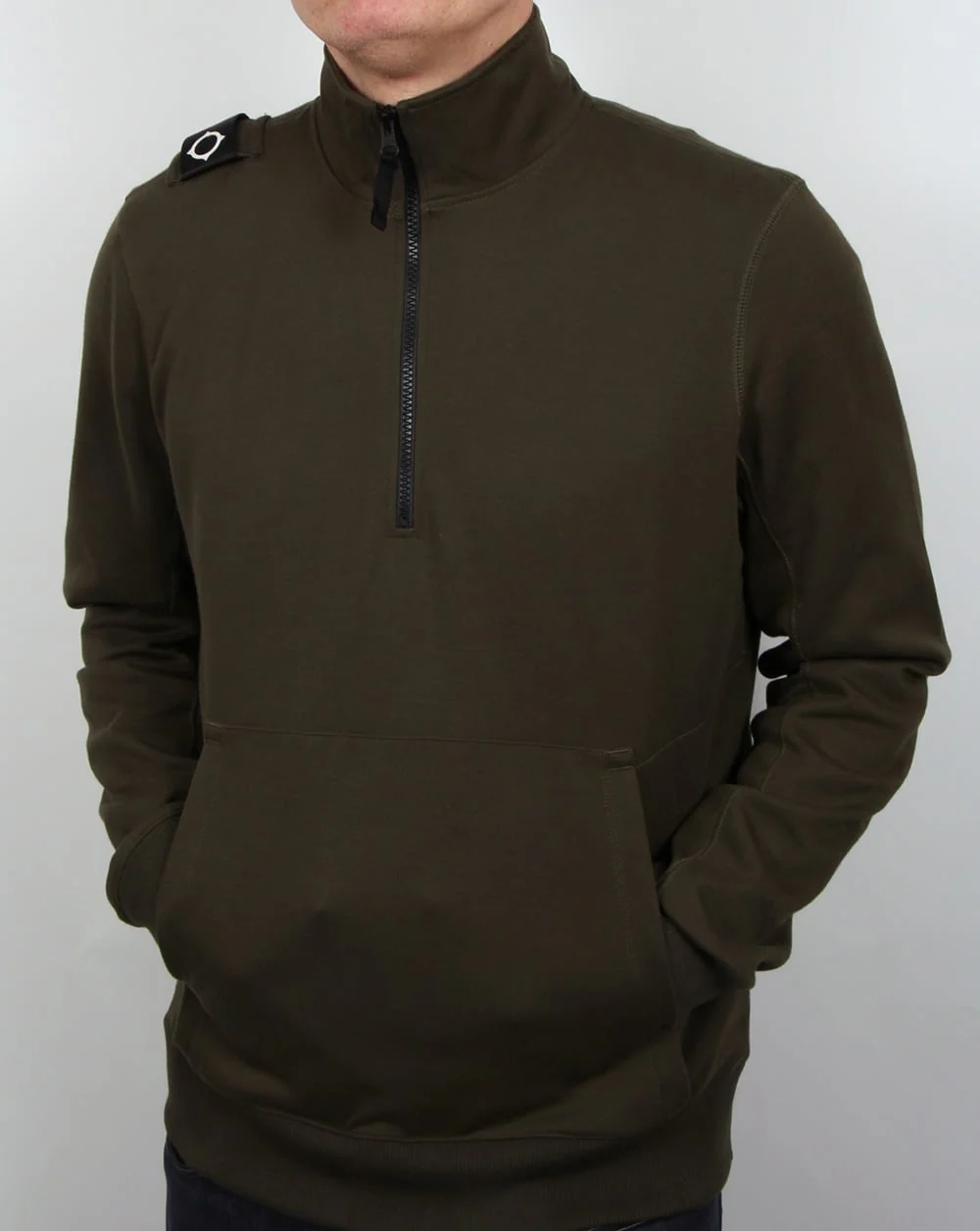Ma.strum Chaffee Half Zip Sweatshirt Dark Olive - Image 3