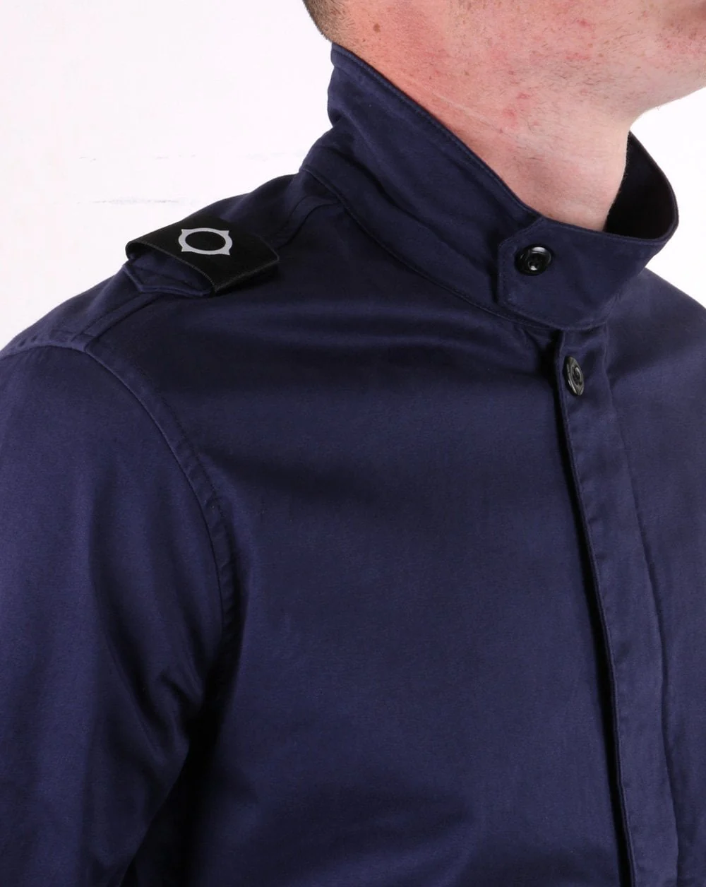 Ma.strum Funnel Neck Zip Shirt True Navy - Image 2