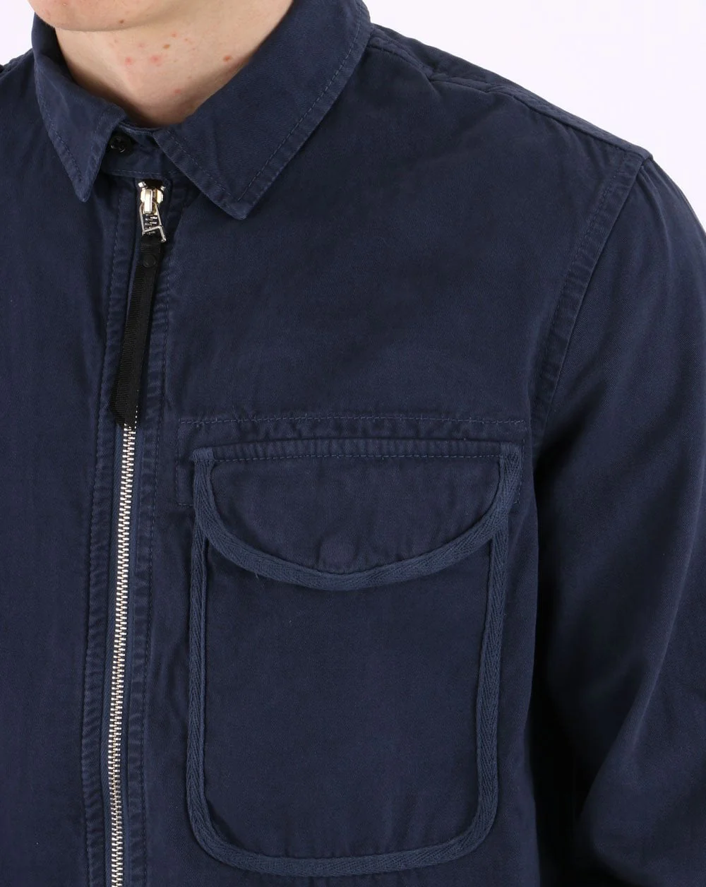 MA.STRUM Garment Dyed Zip Overshirt Ink Navy - Image 4