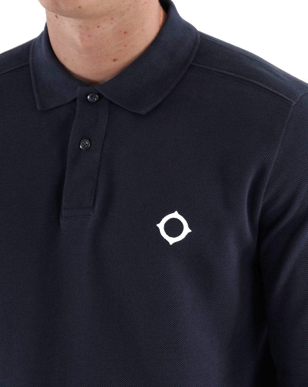 MA. STRUM Long Sleeve Pique Polo Shirt Navy - Image 2