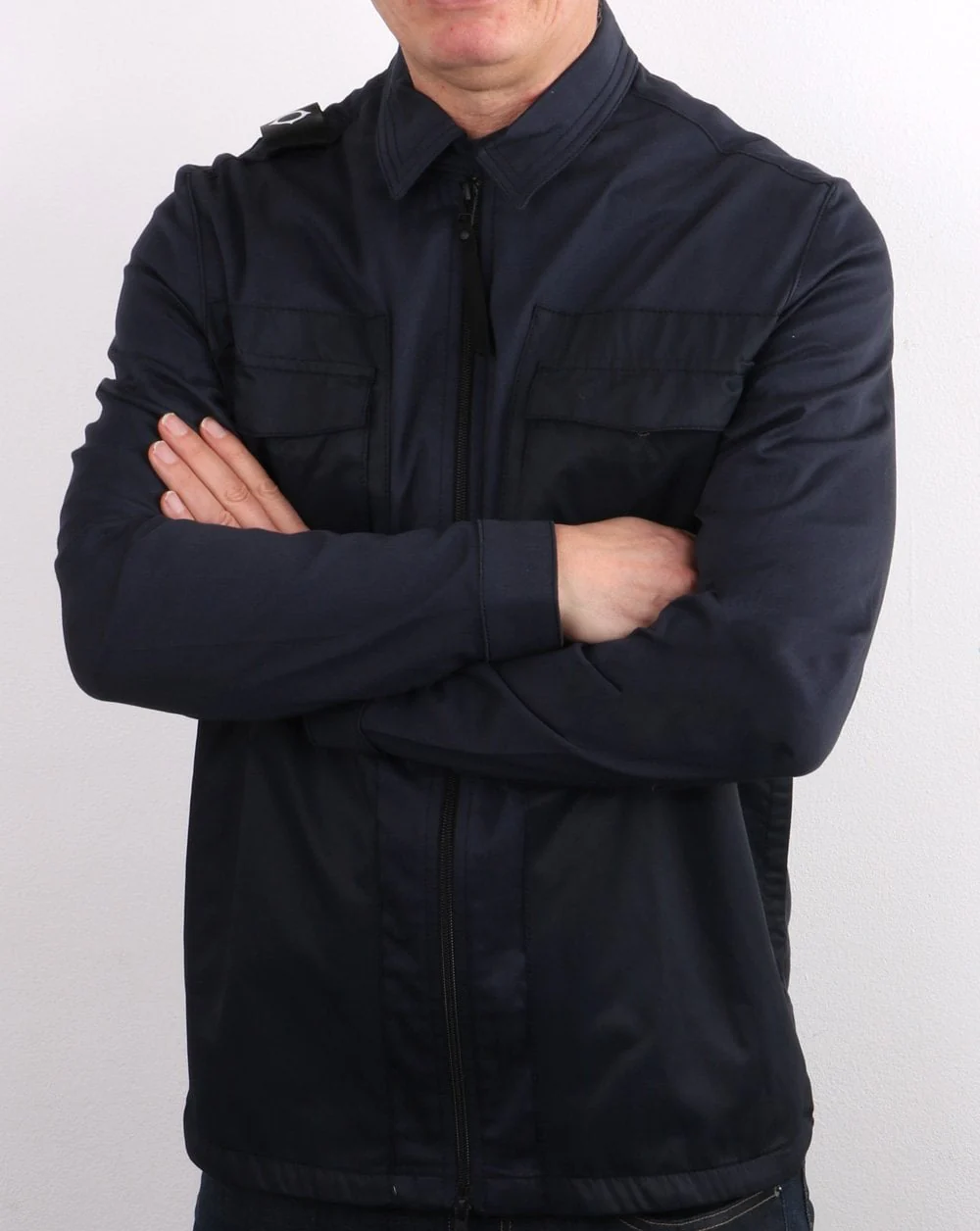 Ma.strum Zip Through Overshirt Navy - Image 4