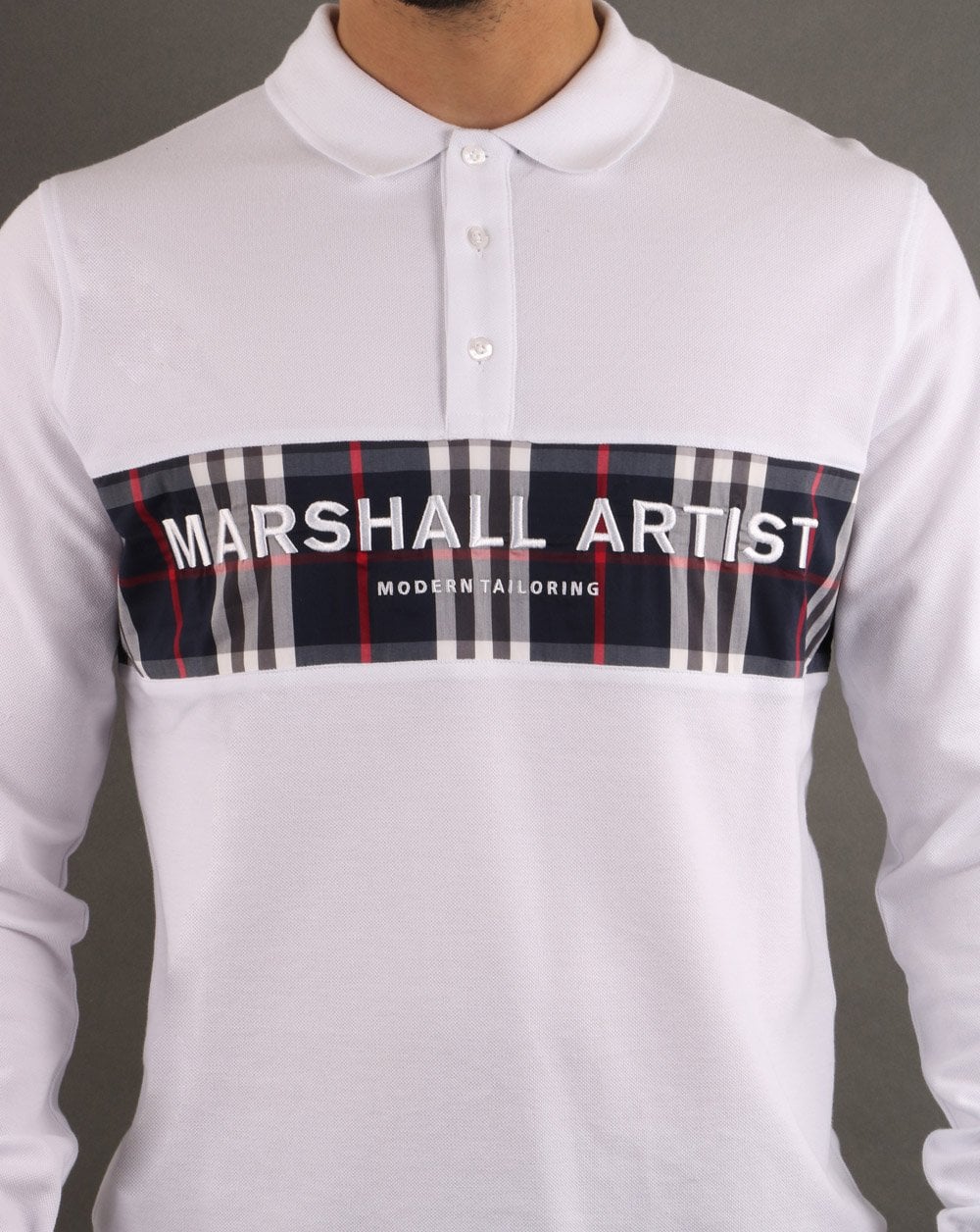 Marshall Artist Casa Check L/s Polo White - Image 3