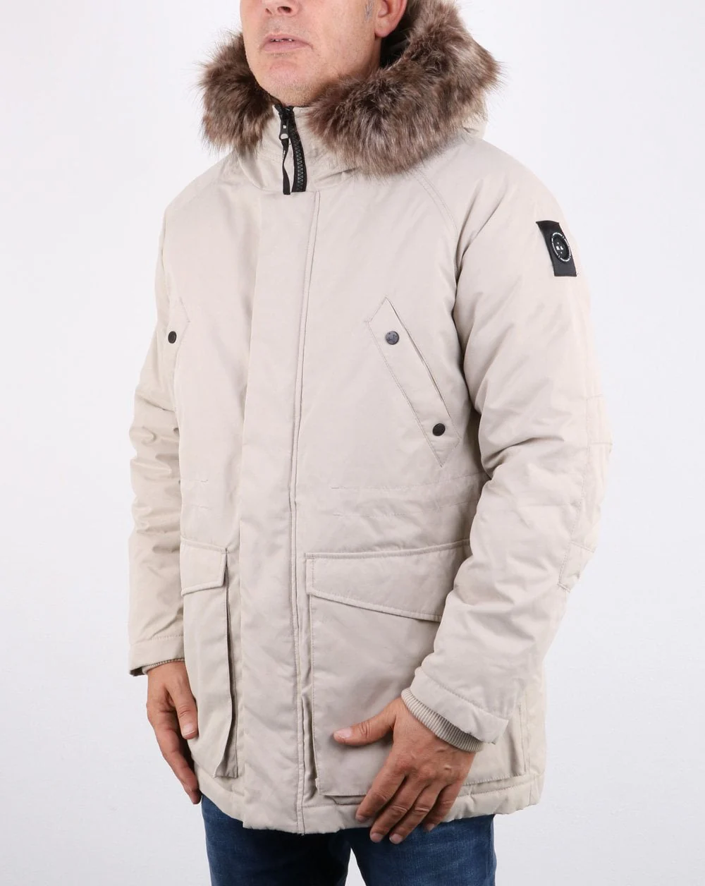 Marshall Artist detachable fur hooded Parka Stone - Image 2