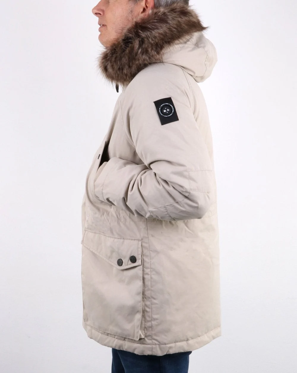 Marshall Artist detachable fur hooded Parka Stone - Image 3