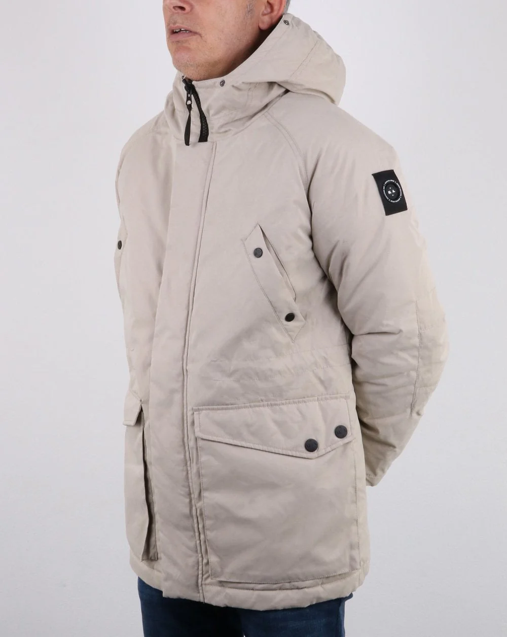 Marshall Artist detachable fur hooded Parka Stone - Image 4