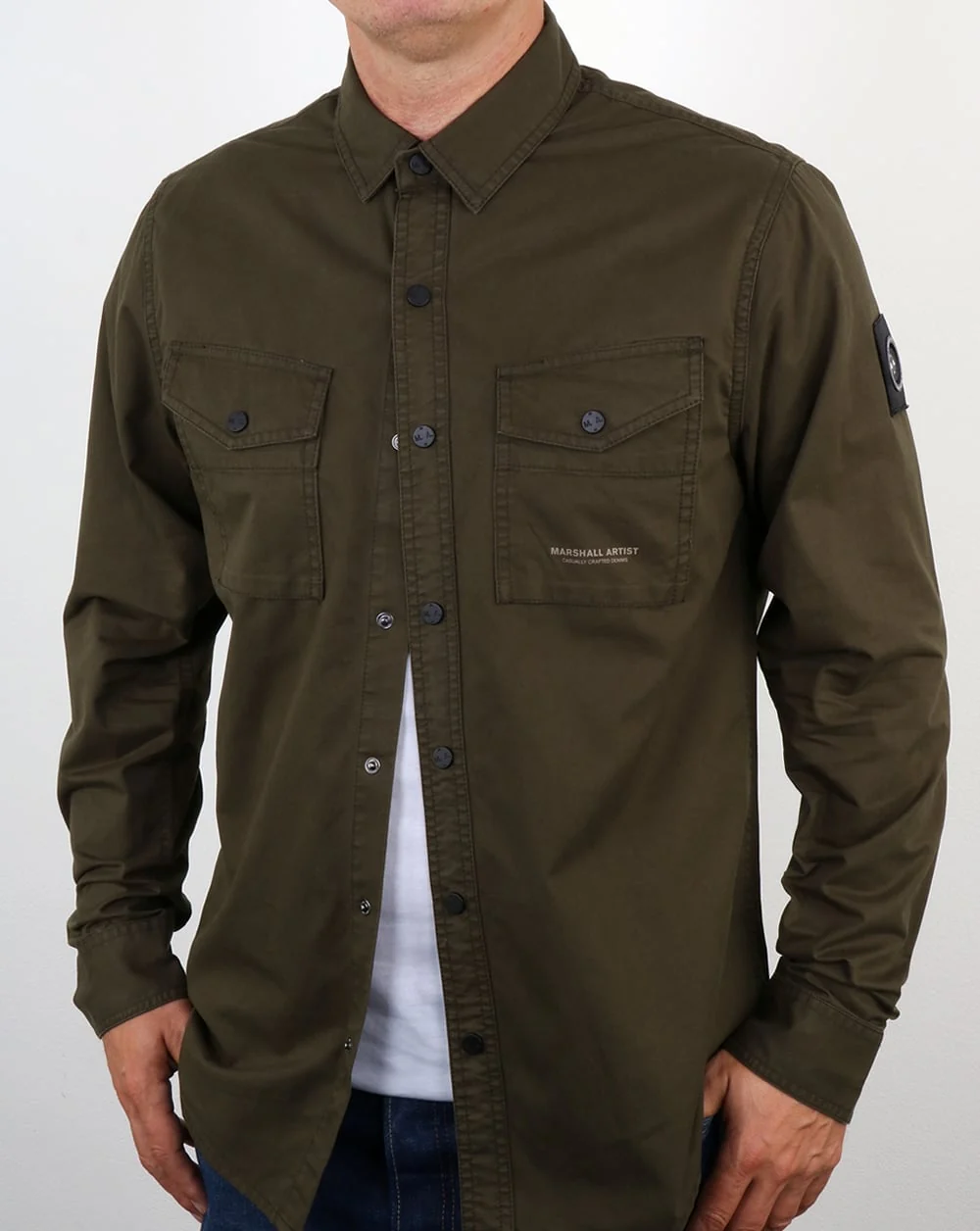 Marshall Artist Dual Pocket Military Overshirt Military Green
