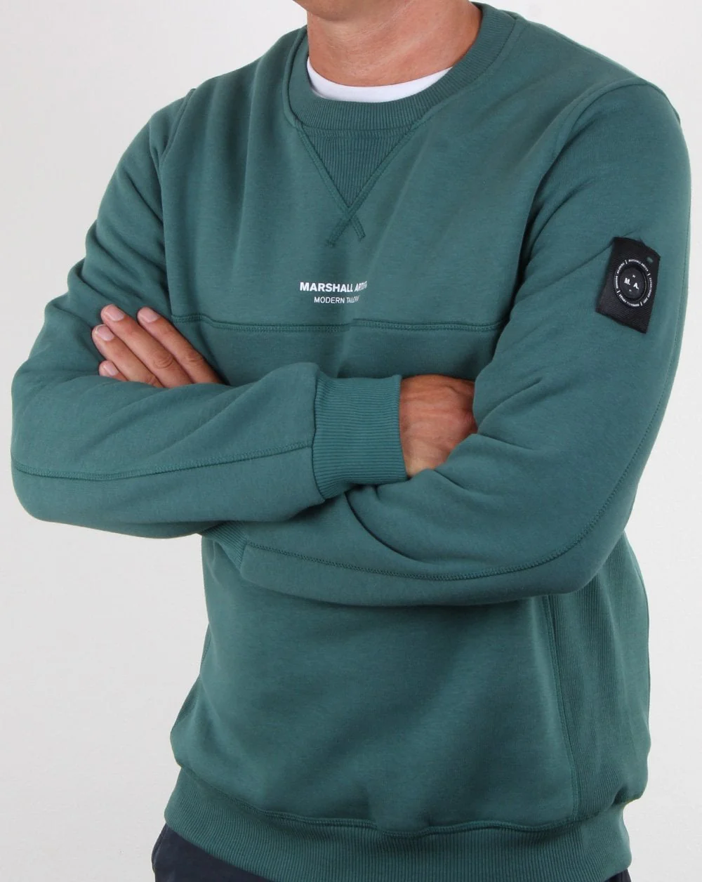 Marshall Artist Garment Dyed Crew Sweatshirt Green - Image 3