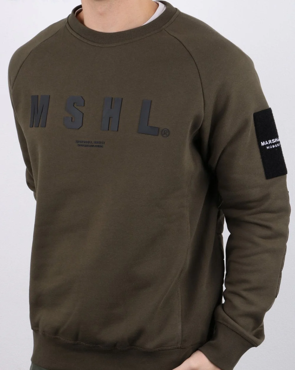 Marshall Artist Hybrid Tech Sweatshirt Khaki - Image 3
