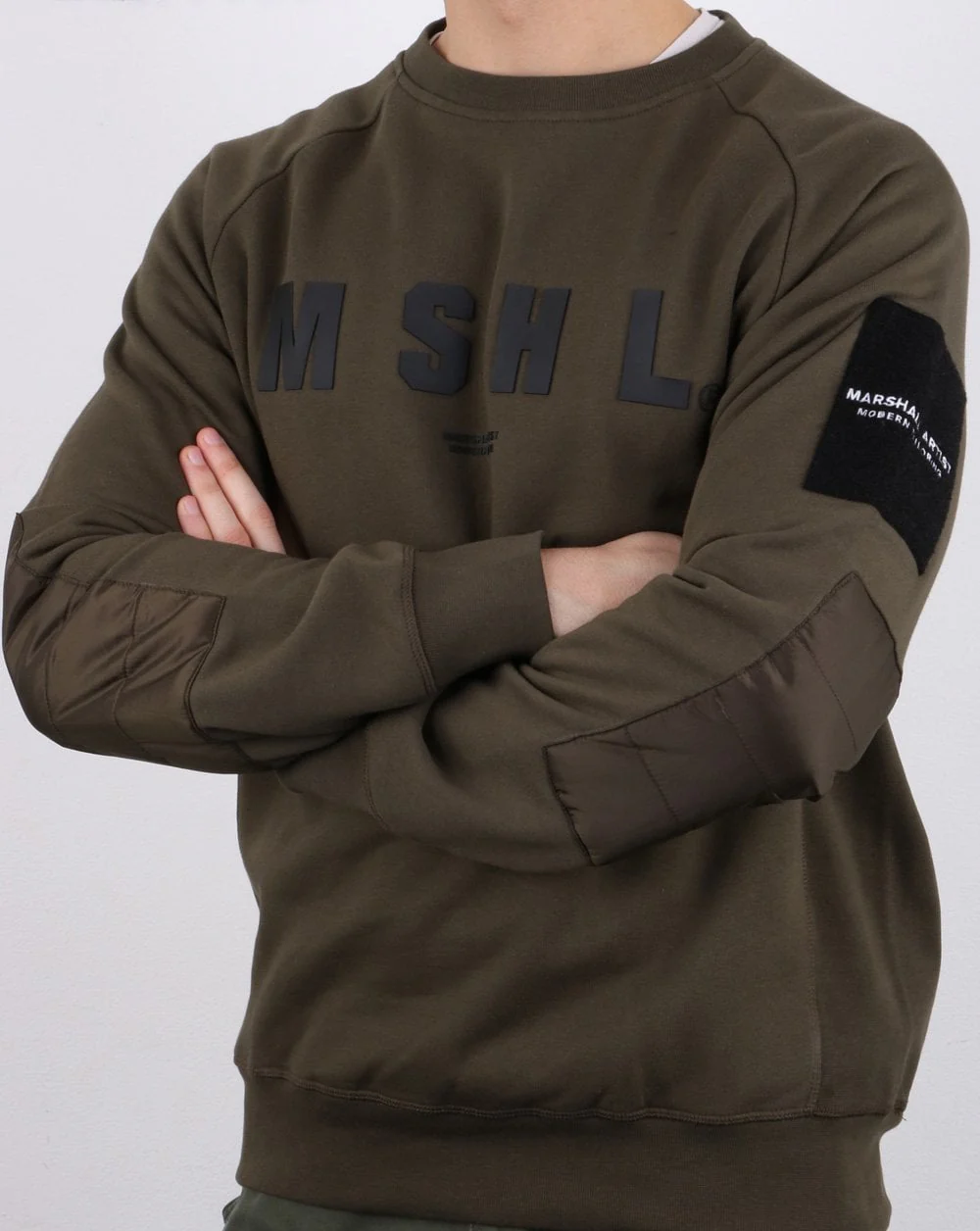 Marshall Artist Hybrid Tech Sweatshirt Khaki - Image 4