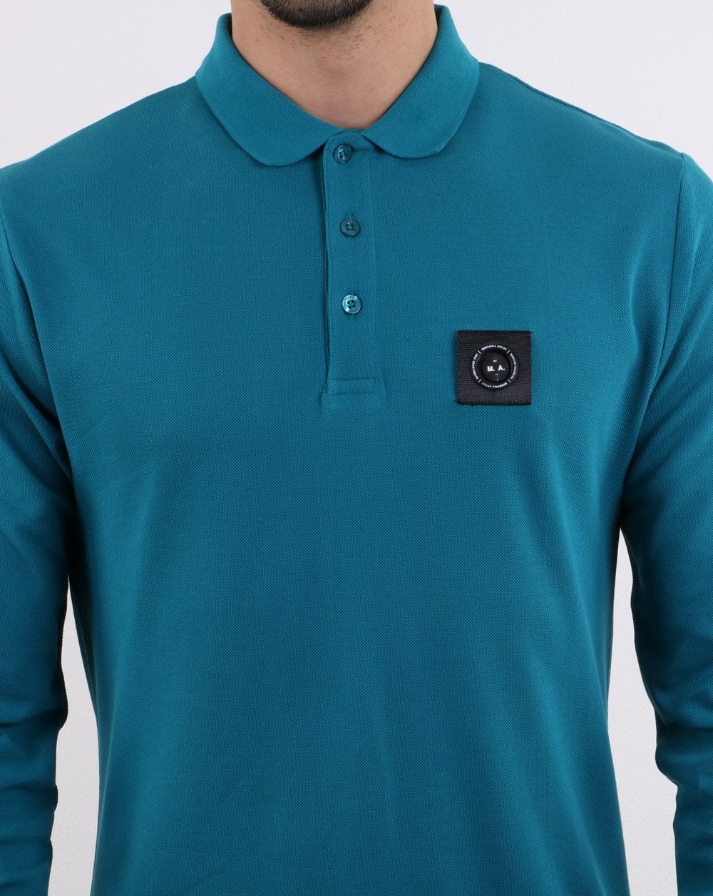 Marshall Artist Long Sleeve Polo Shirt Teal - Image 4