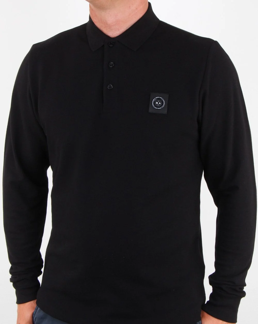 Marshall Artist Long Sleeve Siren Polo Shirt Black - Image 3