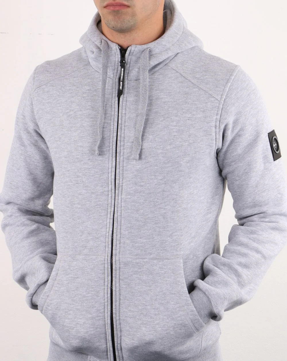 Marshall Artist Siren Full Zip Hoodie Grey Marl - Image 3