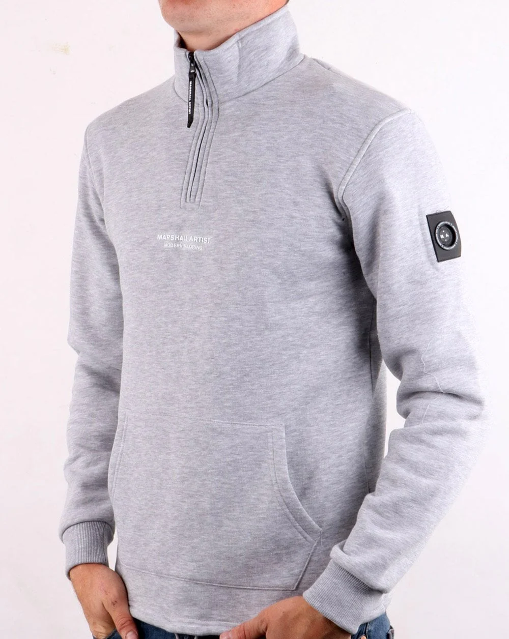 Marshall Artist Siren Half Zip Sweatshirt Grey Marl - Image 3
