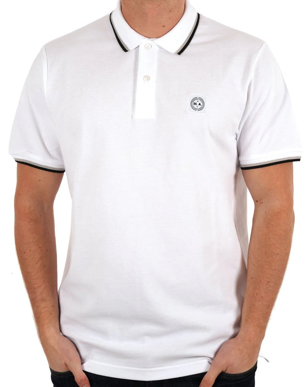 Marshall Artist Tipped Polo Shirt White