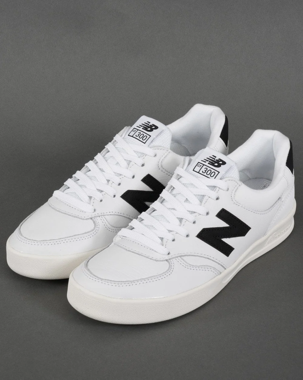 New Balance 300 Leather Trainer White/Black - Image 3